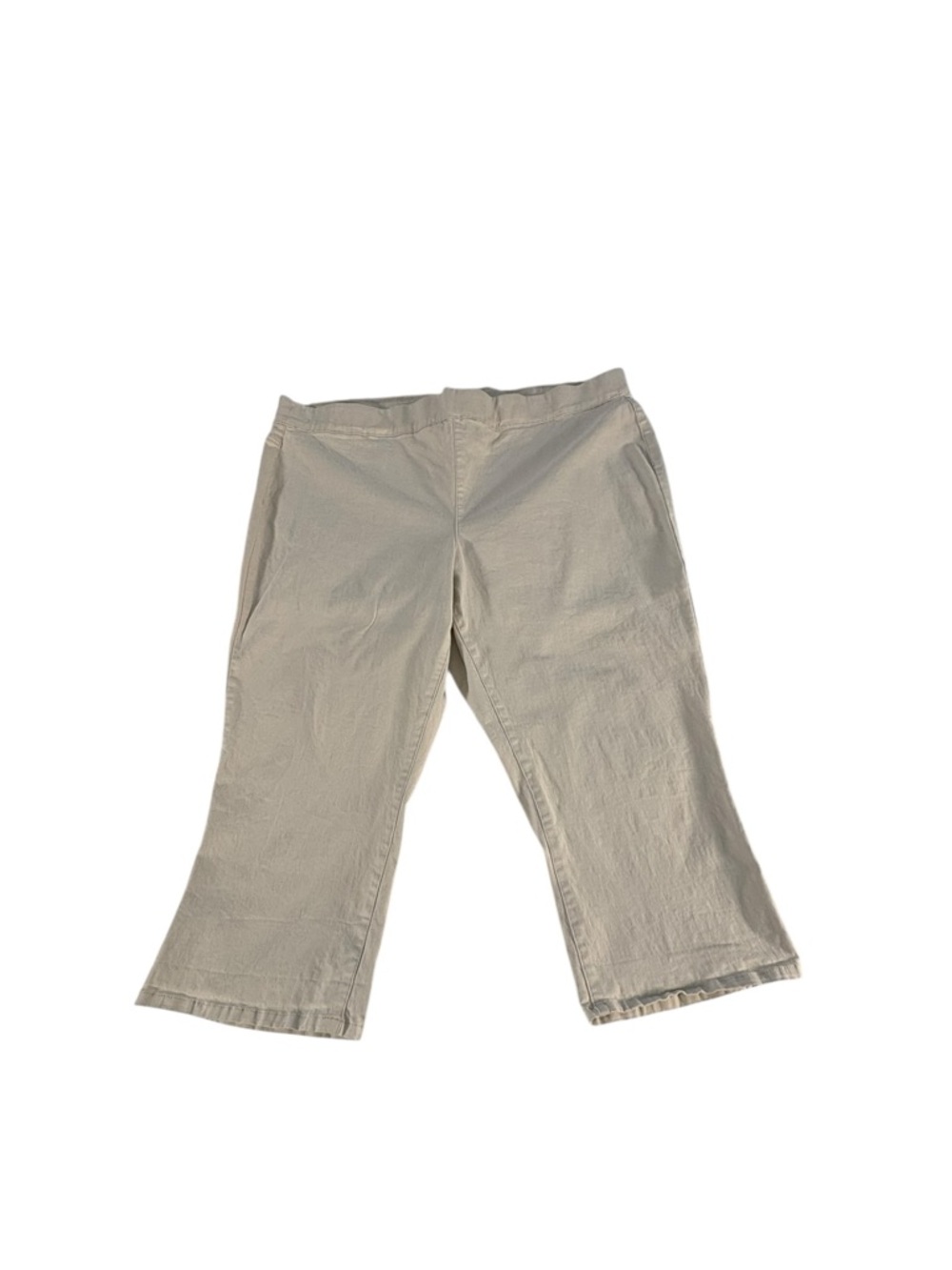 Bandolino Katie Pull On Capri Pants Womens 24W Khaki Stretch Crop Plus Size